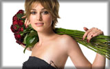 Keira Knightley with a Bouquet of Red Roses